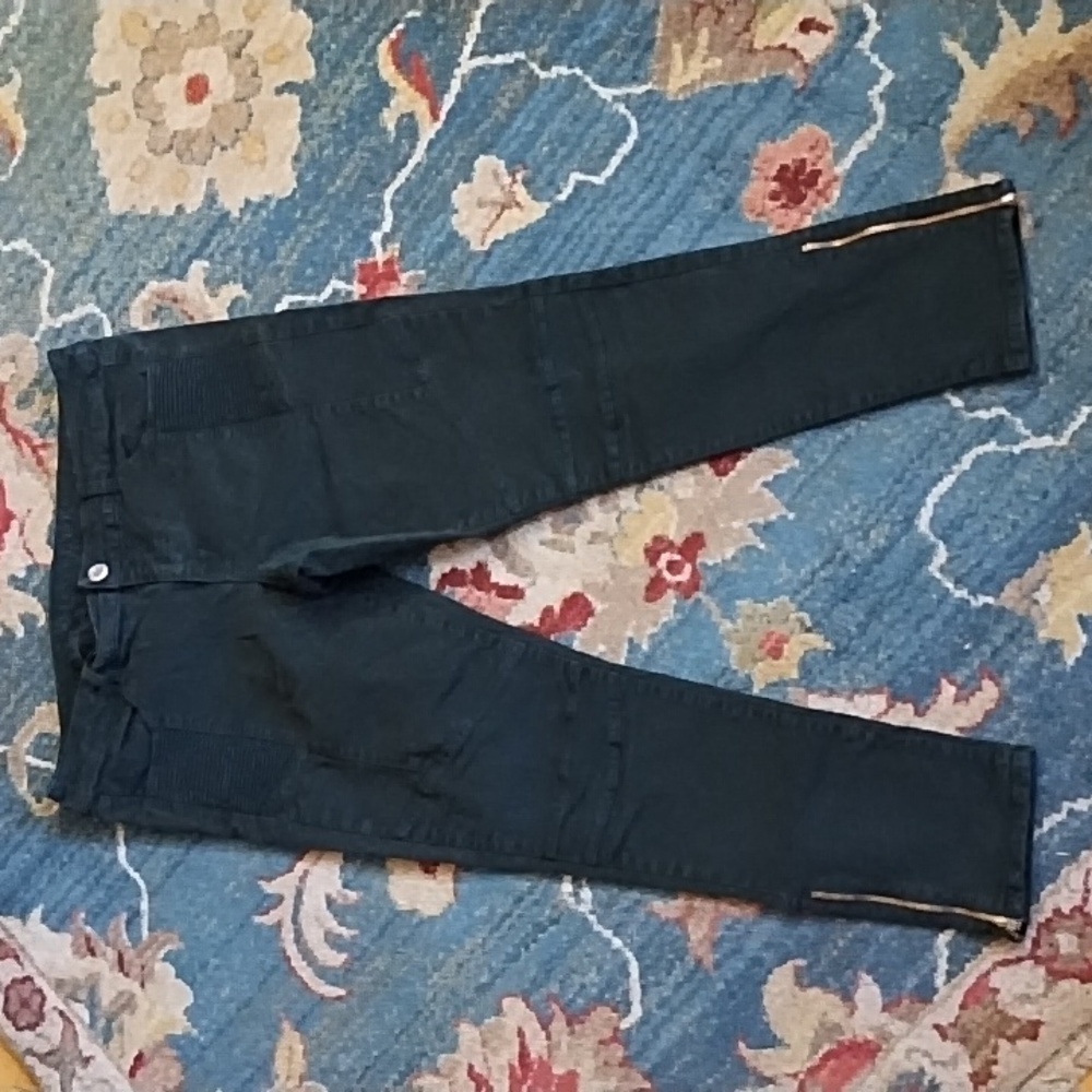 AEO Black Skinny Moto Style Ankle Jeggings W/ Ankle Zippers, Size 14